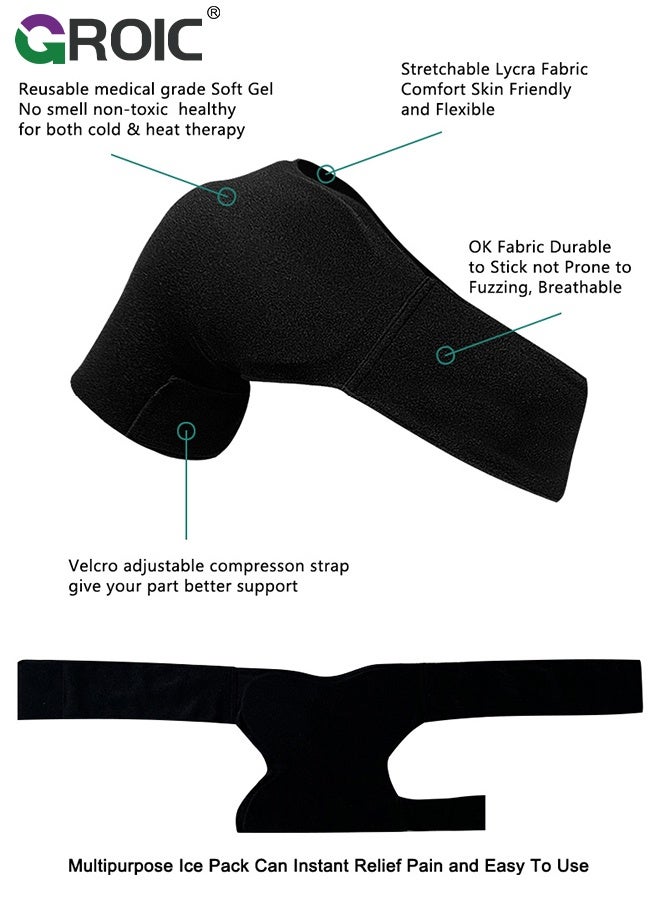 GROIC Shoulder Ice Pack Wrap, Magic Gel Ice Pack for Shoulder Pain Relief, Lower Shoulder Ice Pack Wrap for Hot Cold Therapy,  Relief for Tendonitis, Dislocated Joint, Left and Right Rotator Cuff Arm Pain Relief - Image 4